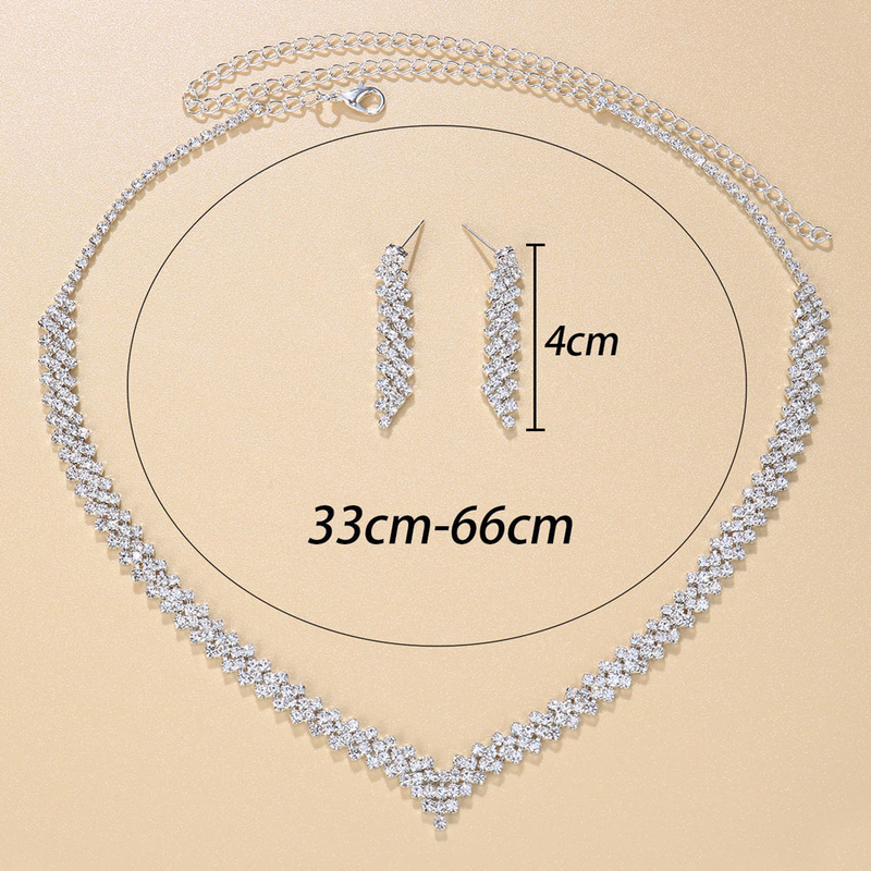 Designer Full Diamond Necklace Set Versatile and Simple Bride Rhinestone Collar Chain Neckchain_voghion.com