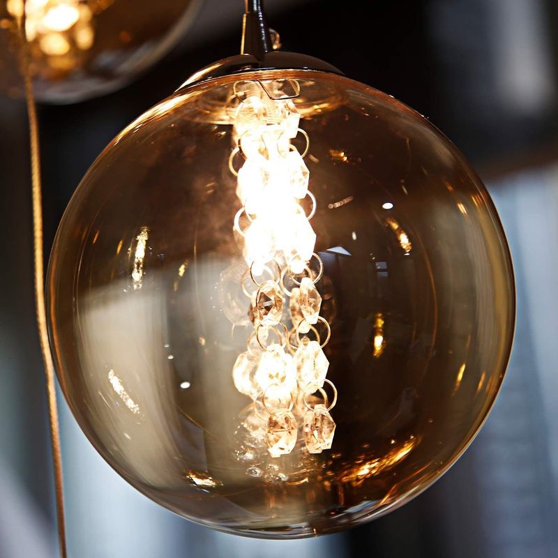 Glitzerlife Pendelleuchte Esstisch Pendellampe Höhenverstellbar Kronleuchter Hängeleuchte 4-Flammig Aus Glas In Farbe Bernstein Für Küche Wohnzimmer Schlafzimmer_voghion.com
