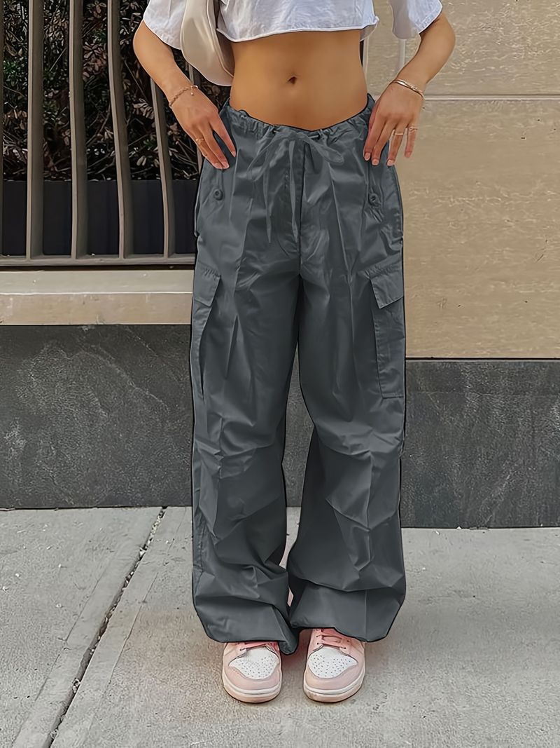 Pantalones deportivos holgados de estilo urbano para otoño, moda informal, de cintura baja, largos, de talla grande, adelgazantes, 2025_voghion.com