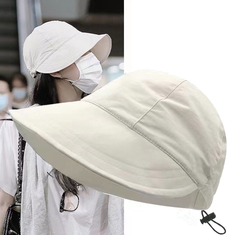 New Arrivals Foldable Wide Brim Sun Hat Drawstring Adjustable Caps for Men Women Beach Hats Summer Quick-drying Visors Fisherman Cap_voghion.com
