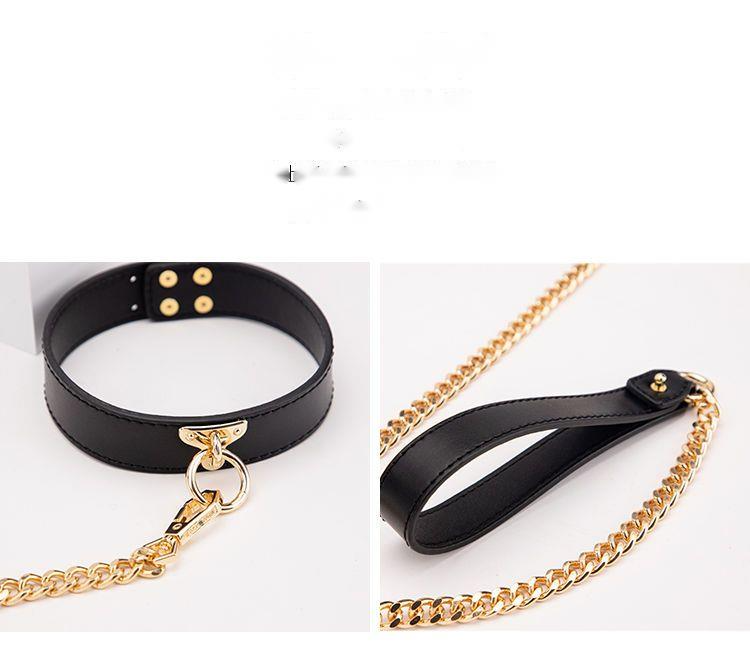 für Frauen Sexy Halsband Halsring mit weicher Halsbandleine aus echtem Leder für Mädchen_voghion.com