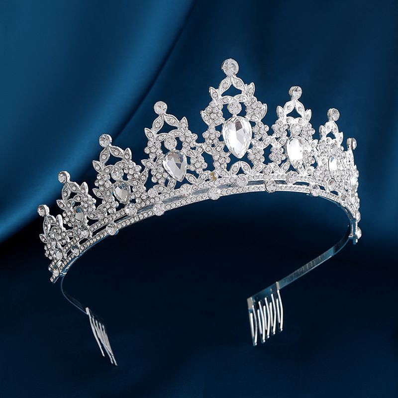 Coroană de mireasă cu pietre prețioase negre nobile, cu diamant, din aliaj, pentru coafură de nuntă, accesorii de păr, coroană de seară pentru banchet_voghion.com