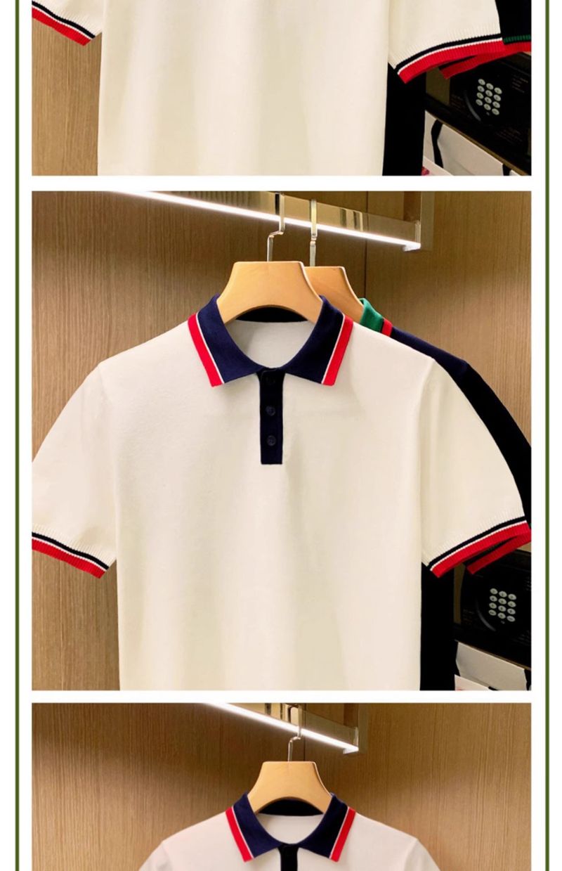 Men's Clothing men's fashion men's T shirt short sleeve summer leisure personality light luxury color matching knitted polo shirt men_voghion.com