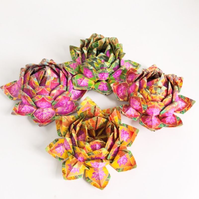 4 colori Qingming Anniversary Five Seven Paper monofacciale stampa a caldo Lotus Yuanbao Origami 19*21,5 cm_voghion.com