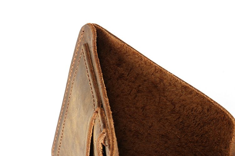 Crazy Horse Leather Men's Wallet Vertical Short Wallet Top Layer Cattle Leather Simple Genuine Leather Wallet_voghion.com