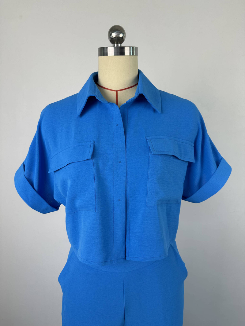 Spot Casual Revers Korte mouwen Overhemden Wijde broeken Modepakken_voghion.com