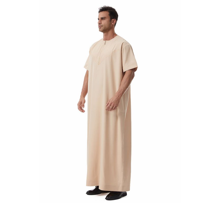 Herrenbekleidung Roben Einfarbig Kurzarm Longshirt_voghion.com