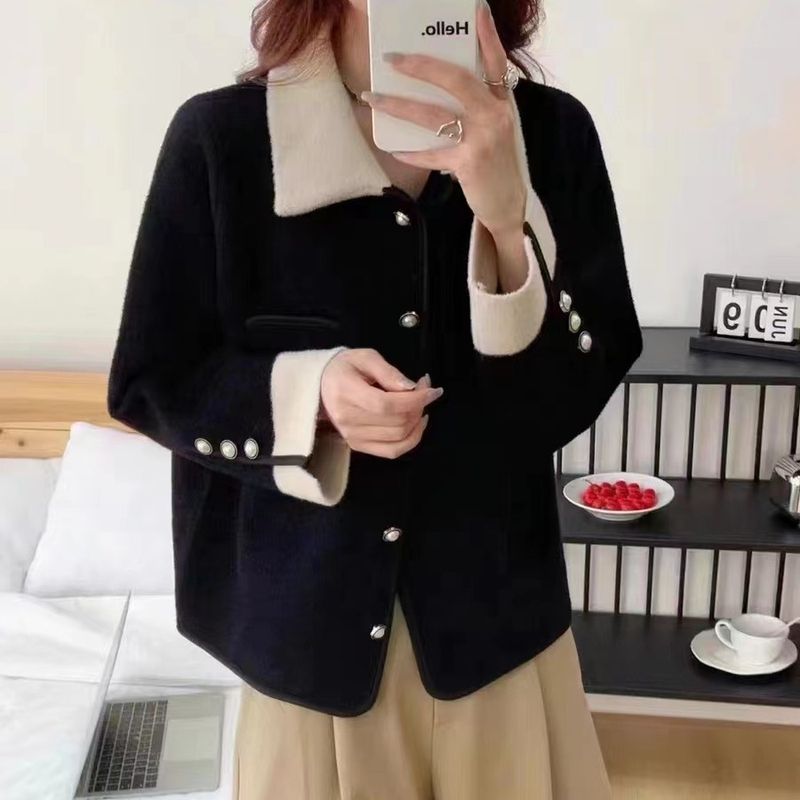 Cappotto corto in visone di lana alla moda, stile coreano, da donna, fresco, a doppia faccia, casual, alla moda, autunno inverno_voghion.com
