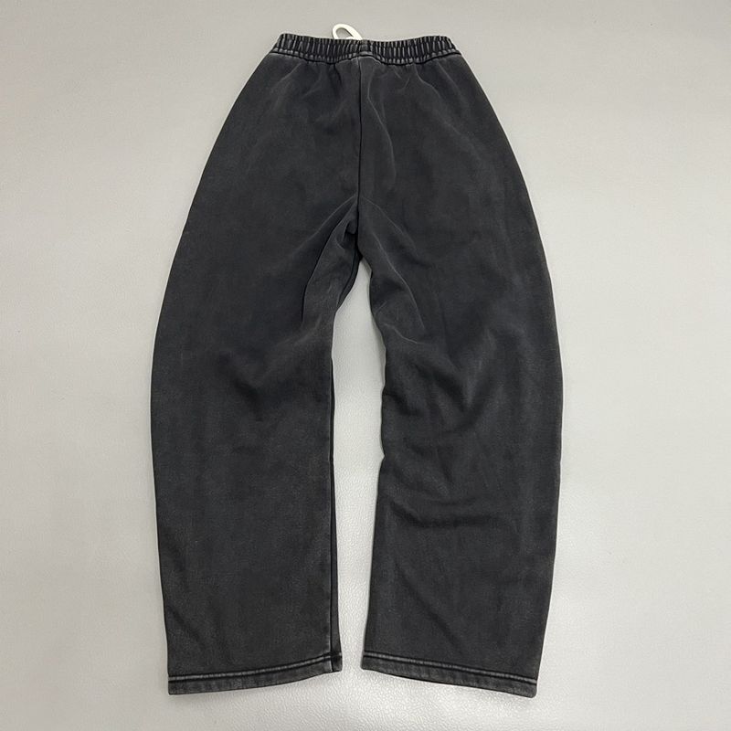 Pantaloni comodi con coulisse, foderati in pile, neri lavati, per uomo e donna - Pantaloni da jogging larghi con gamba larga e vita elastica, comodi ed eleganti_voghion.com