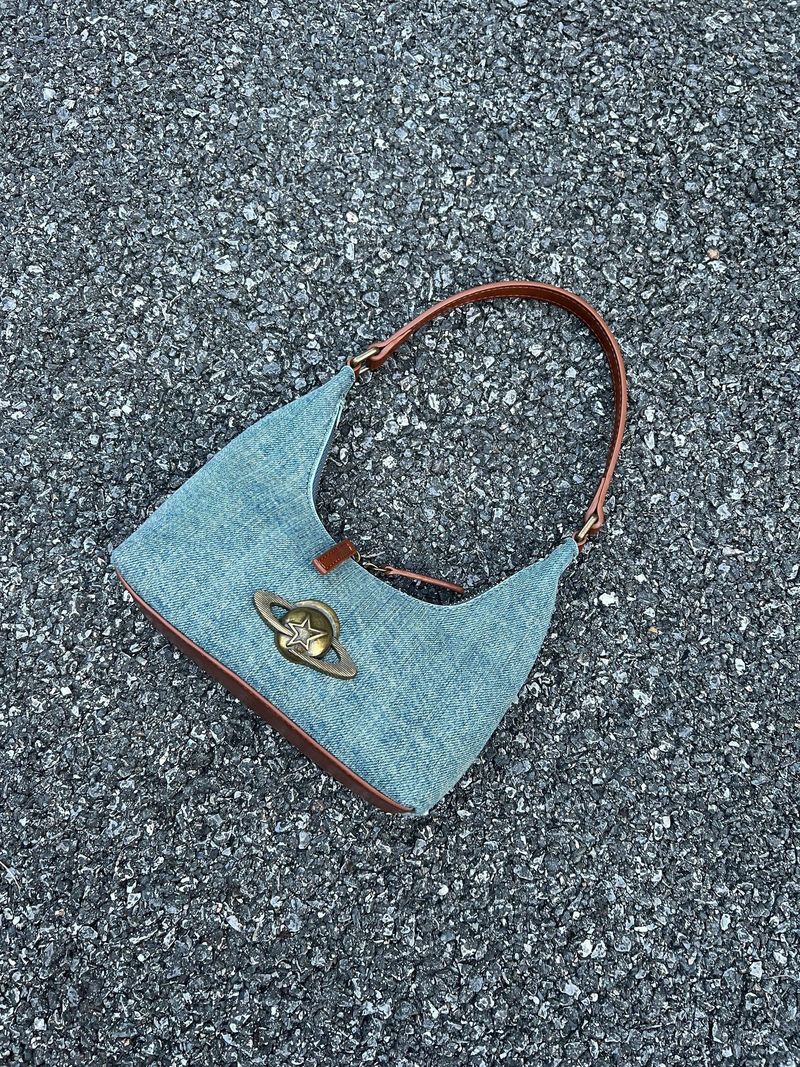 Borsa a tracolla di alta qualità Hundred, da donna, da indossare sotto le ascelle, in denim, nuova di zecca, 2025_voghion.com