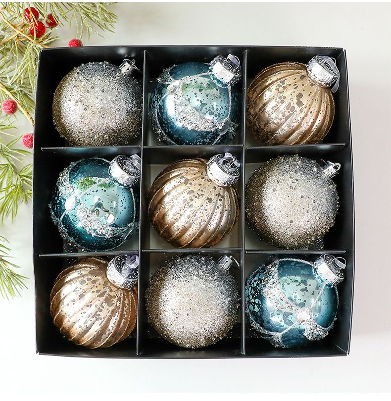 8 cm Kunststoff-Ornament-Set – 9-teiliges dekoratives Geschenkbox-Set für Feiertage und Partys (Rot/Grün/Champagner/Blau)_voghion.com