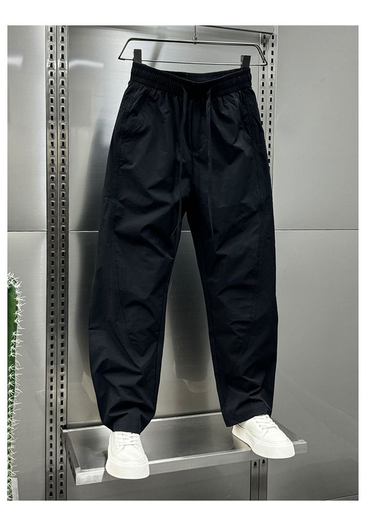 2024 Sommer Neue schnell trocknende, atmungsaktive, gerade Sport-Overalls für Herrenmode, trendige Freizeithose mit Kordelzug_voghion.com