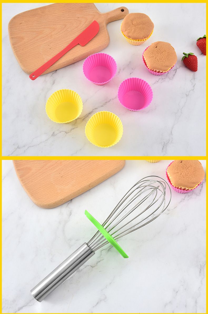 14-Piece Baking Tools Set - Non-Slip Silicone Grip Cake Decorating Kit With Stainless Steel Whisk & Piping Tips (Modern Essentials For Home Bakers)_voghion.com