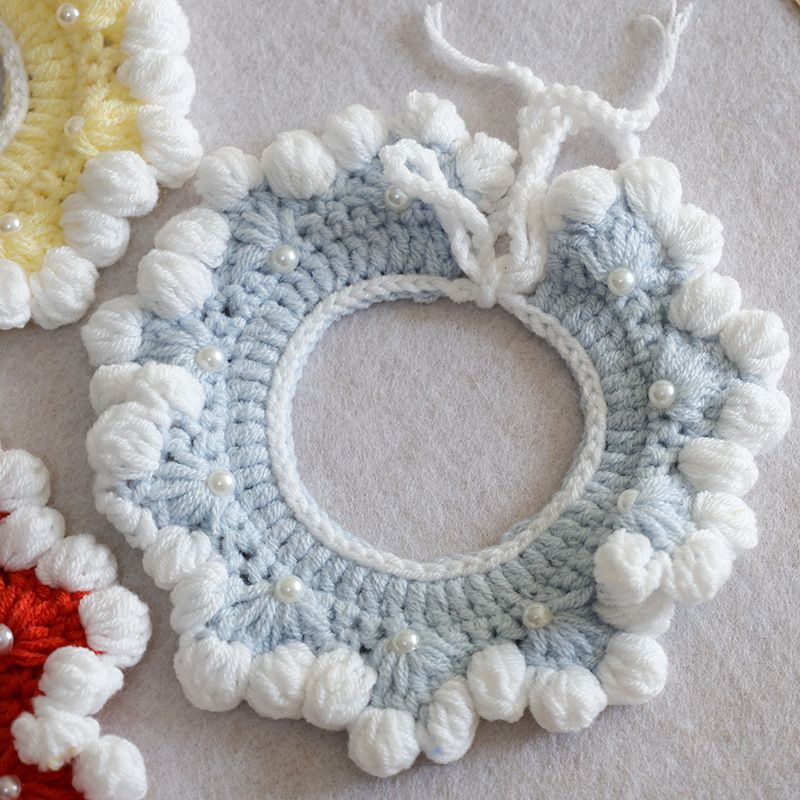 Collier pour chat/chiot/petit chien, style Instagram, tricoté à la main, avec perles fraîches._voghion.com