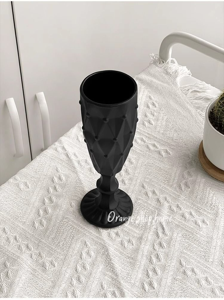 Creative Frosted Obsidian Black Diamond Bead Pointed High-End For Home Use, Luxury Red Glass, Wine Glass_voghion.com