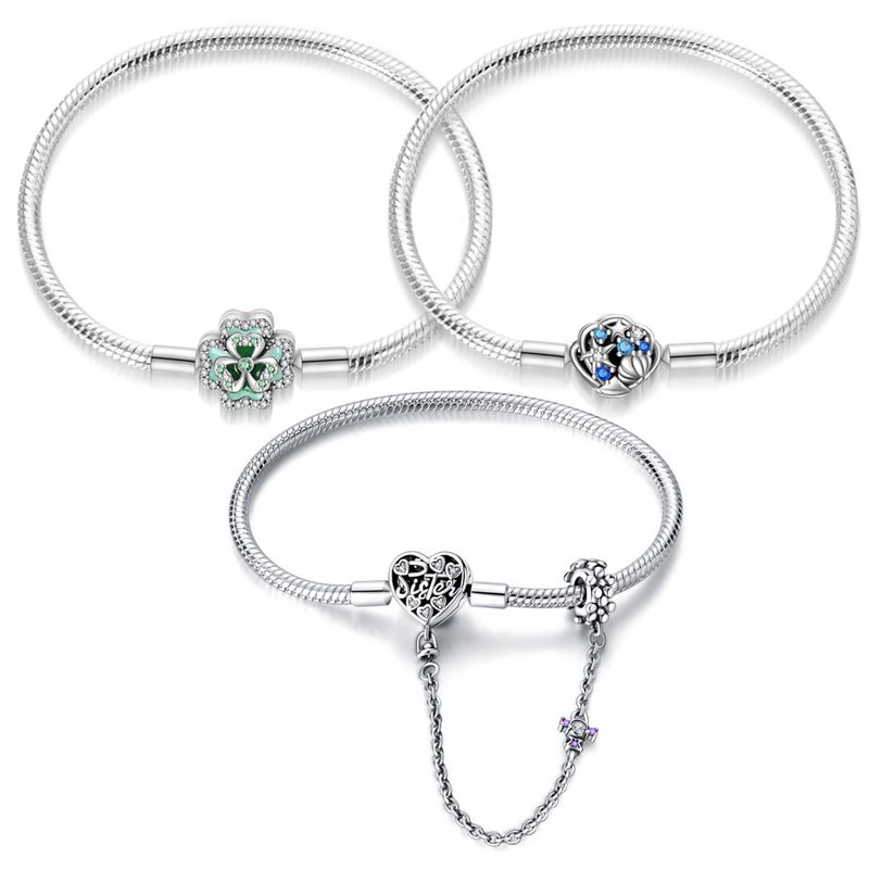 Accessori per gioielli da donna, nuovi braccialetti di alta qualità in argento placcato rame con quadrifoglio e stella marina_voghion.com