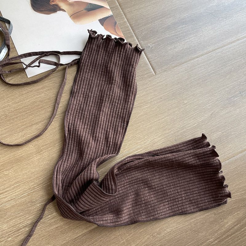 Scaldamuscoli lunghi e caldi sopra il ginocchio con volant, a righe verticali, stile Spice Girl Y2K, fai da te, per donna_voghion.com