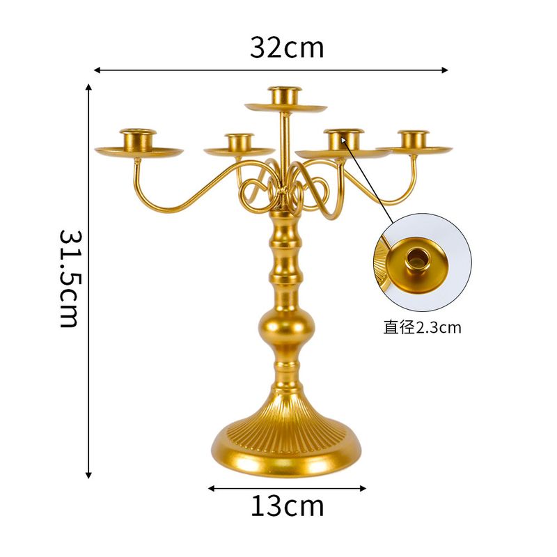 Chandelier transfrontalier européen rétro en fer forgé pour table à manger, décoration de la maison, aménagement de mariage, atmosphère romantique, chandelier doré à cinq têtes_voghion.com