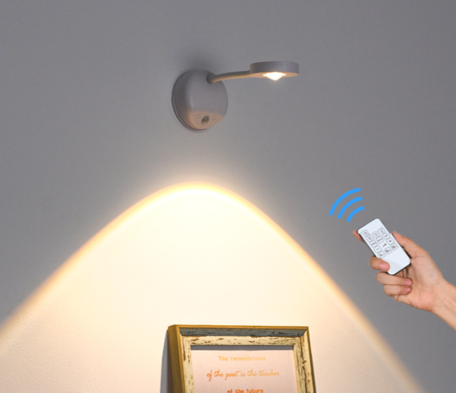 Nouveau projecteur mural d'intérieur sans fil rechargeable à LED avec détecteur de mouvement intelligent et télécommande_voghion.com
