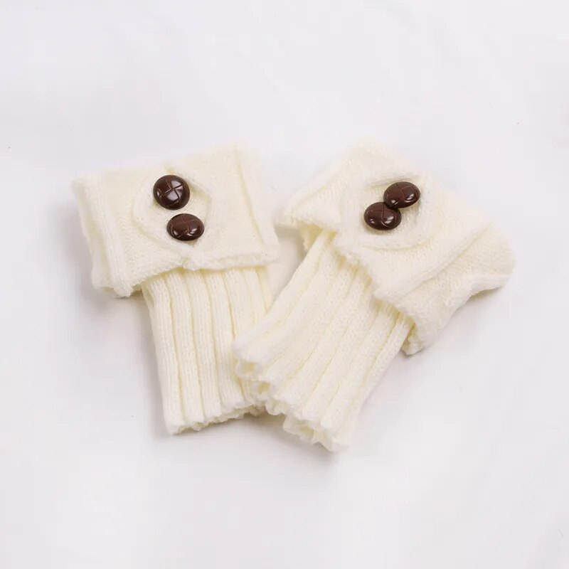 Chaussettes tricotées chaudes et solides pour femmes, 1 paire, chaussettes hautes en Crochet, manchettes de bottes, 3 boutons, chauffe-pieds en laine, à la mode, hiver_voghion.com