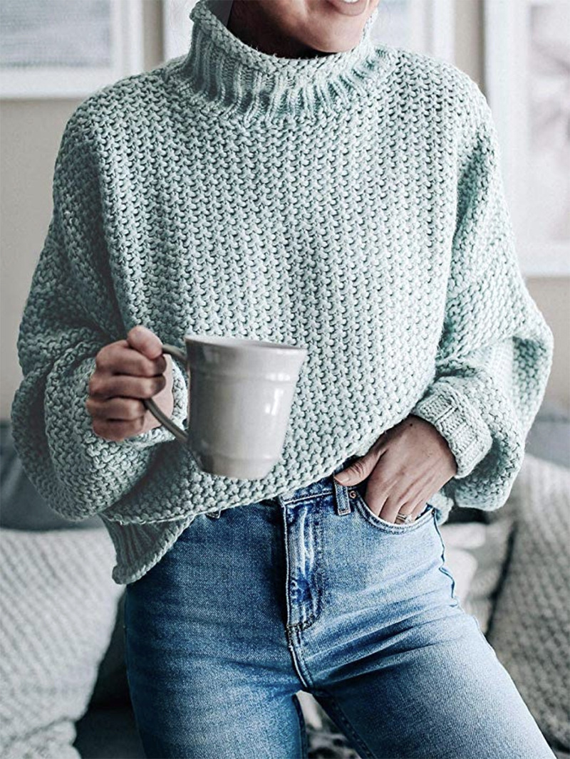 Damenbekleidung Herbst und Winter Neue Strickpullover-Linie Rollkragenpullover_voghion.com