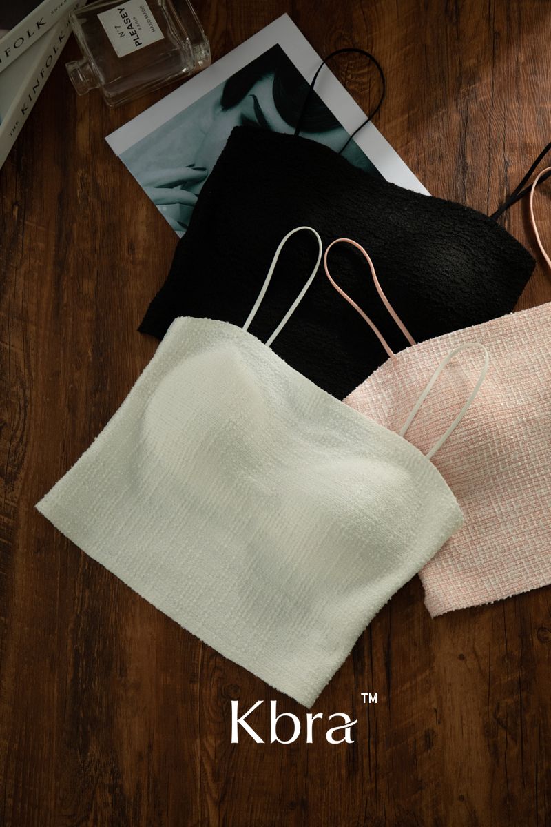 Canotta da donna in stile classico KBRA, reggiseno imbottito monopezzo, intimo con spalline sottili, top a tubino_voghion.com