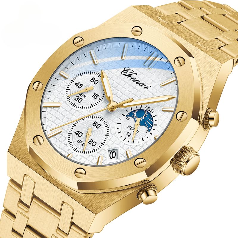 Orologio da uomo sportivo multifunzionale con cinturino in acciaio e calendario al quarzo, impermeabile, regalo giornaliero per compleanno, anniversario, San Valentino_voghion.com