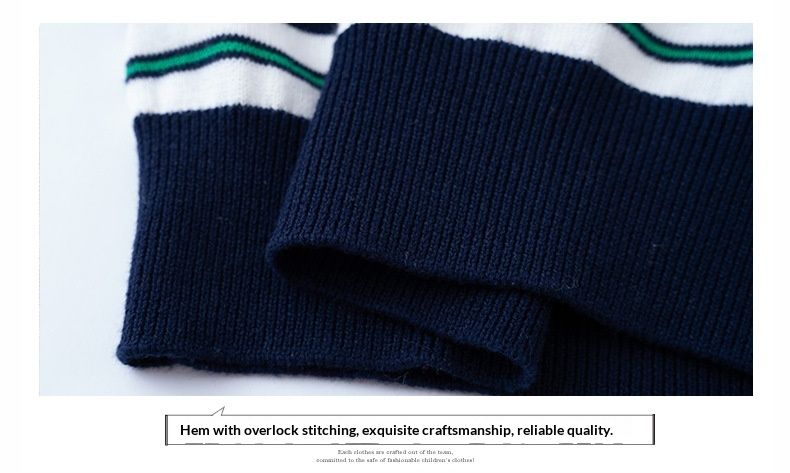 Children's Student Pure Cotton Knitted For Older Boys Autumn Thin Top Stylish Striped Sweater_voghion.com