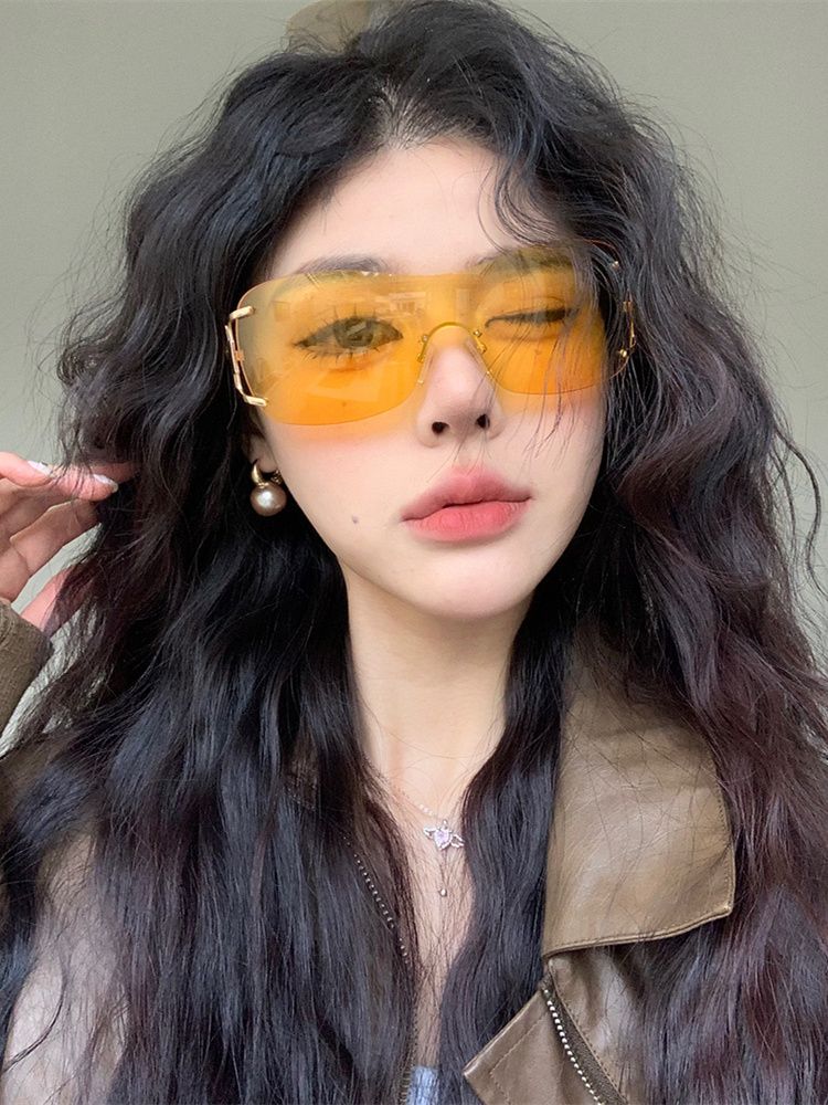 LazyZoom European And American Fashion Large Frame Yellow Glasses Mountaineering Riding Windproof Eye Protection UV-Proof_voghion.com