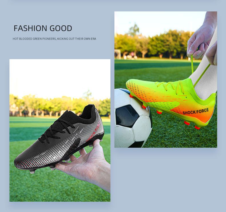 Zapatillas de fútbol para niños AG con tacos largos y cortos para estudiantes, de césped artificial para interiores, para competición y entrenamiento_voghion.com