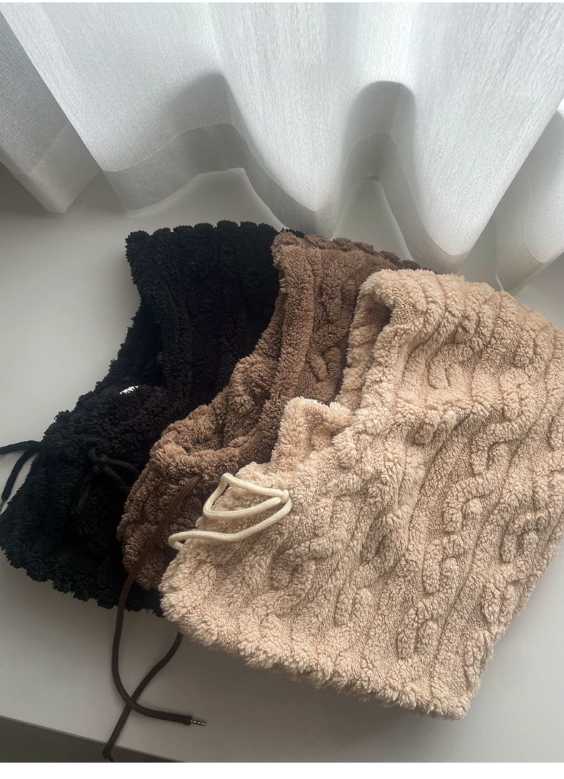 Hat Scarf Combo, Men's Cold-Proof Warm Plush Neck Warmer, Winter Ear Muffs, Face Slimming Big Head Circumference_voghion.com