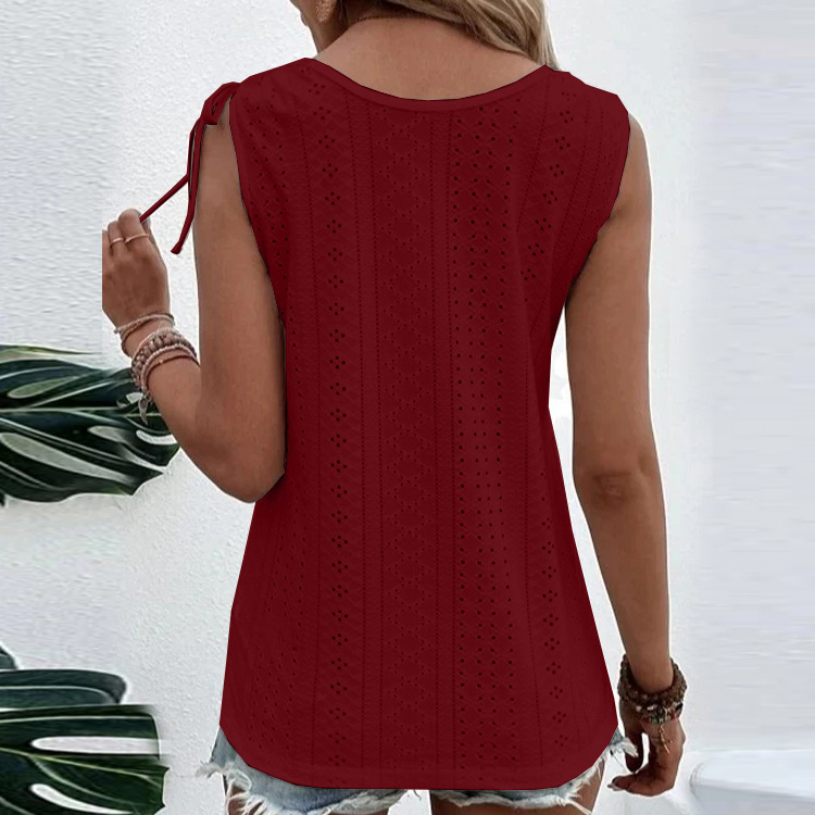 Women's 2023 spring and summer new style women's sexy casual solid color U neck vest _voghion.com