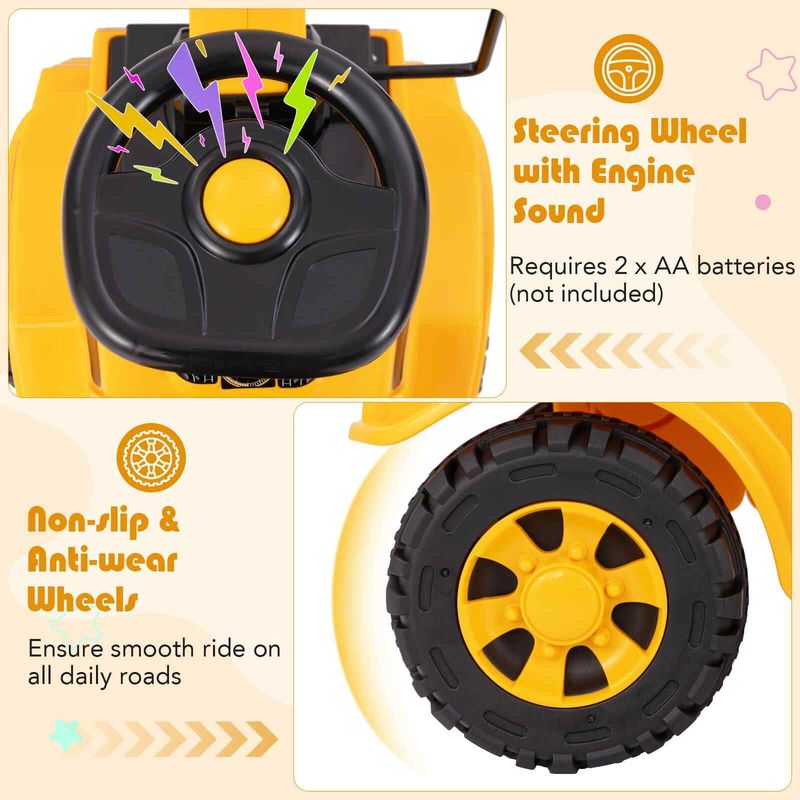 Toddlers Bulldozer Digger Toy Kids Ride On Excavator Construction Vehicle_voghion.com