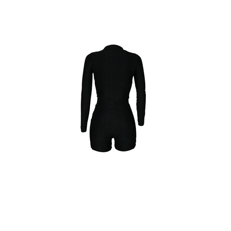 Trendy effen trainingspak met ananasprint voor dames – bijpassende casual outfit met lange mouwen (S/M/L/XL/XXL)_voghion.com