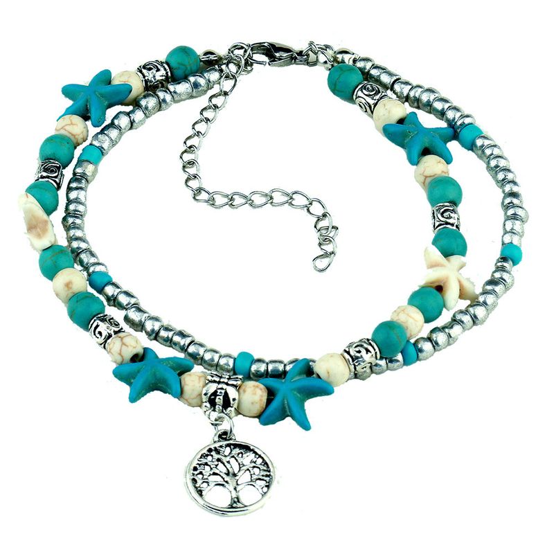 Bohemian Ocean Animal Beaded Turquoise Ethnic Style Anklet For Women_voghion.com
