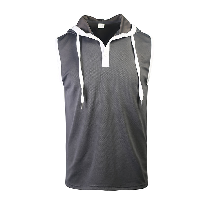 Sleeveless vest, shorts, T-shirt, solid color hooded tie up men's casual sports waffle set_voghion.com