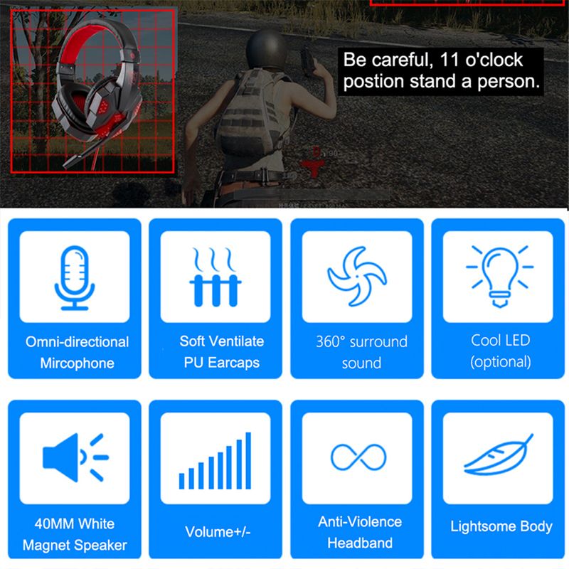 Auriculares para juegos con cable y luz LED, micrófono y cancelación de ruido para PC, portátil, PS4, PS5 y Xbox._voghion.com