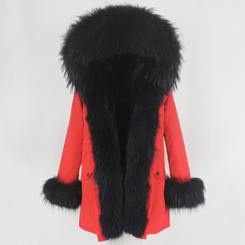 Women's Clothing hot sale winter parka for women with detachable fox fur collar lining fashionable warm ladies mid length coat_voghion.com