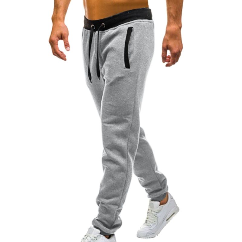Herrenhose mit mittlerer Taille, einfarbig, lässig, mit Taschen, elastische Hose, lockere Hose_voghion.com