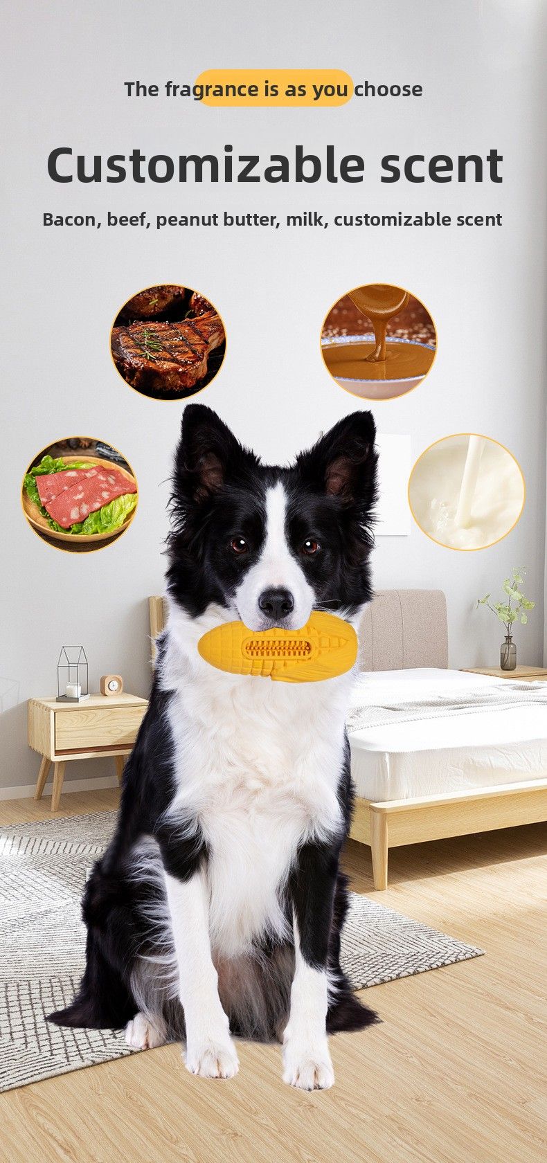 Jouet vocal pour chien, bâton molaire résistant aux morsures de maïs charnu, saveur bacon, jouet pour animaux de compagnie_voghion.com