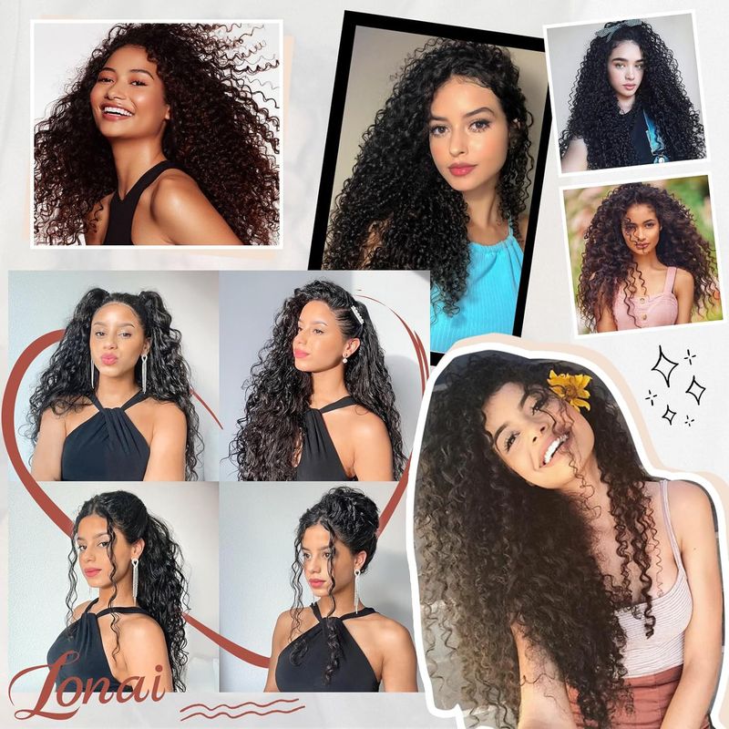 Synthetische haarverlengingen pruik stuk 50cm140g Haarverlengingen Krulclip Dames krullen haarverlengingen 7-delige set_voghion.com