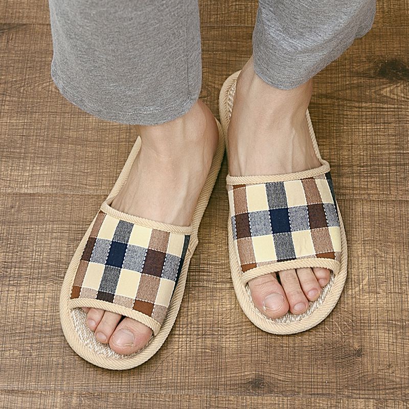 Coppia di pantofole da donna, antiscivolo, resistenti all'usura, in cotone e per pavimenti in legno, con suola morbida in lino, da uomo_voghion.com
