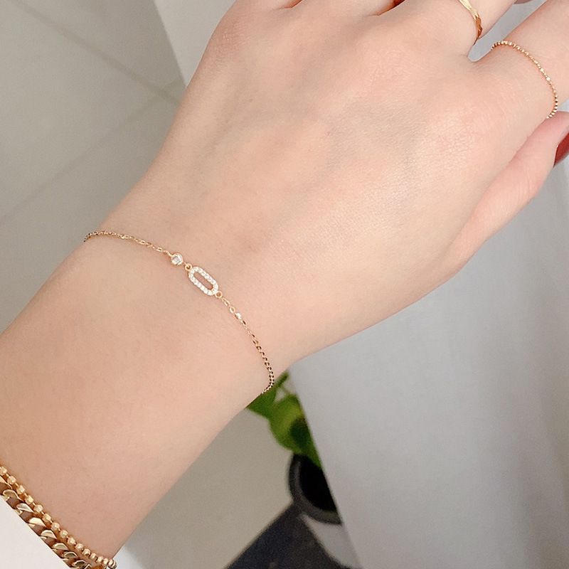 Bracciale da donna con diamanti placcati in argento sterling S925 14K, geometrico, lungo, leggero, di alta qualità, versatile, in stile Ins._voghion.com