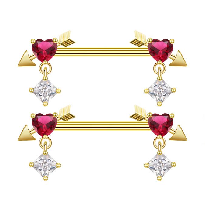 Anello capezzolo a forma di serpente Anello capezzolo a forma di arco Anello capezzolo a forma di freccia con cuore Anello capezzolo a forma di goccia di unghia al seno_voghion.com