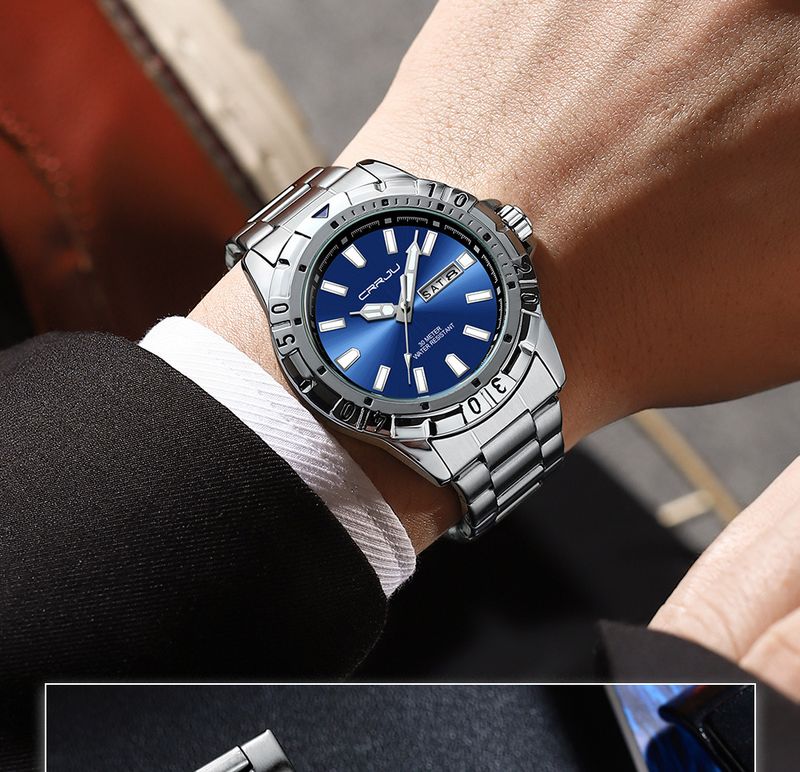 Men's Waterproof Quartz Watch With Large Dial, Date Display, And Business Style, Alloy Case, Mineral Glass, 30M Water Resistance_voghion.com