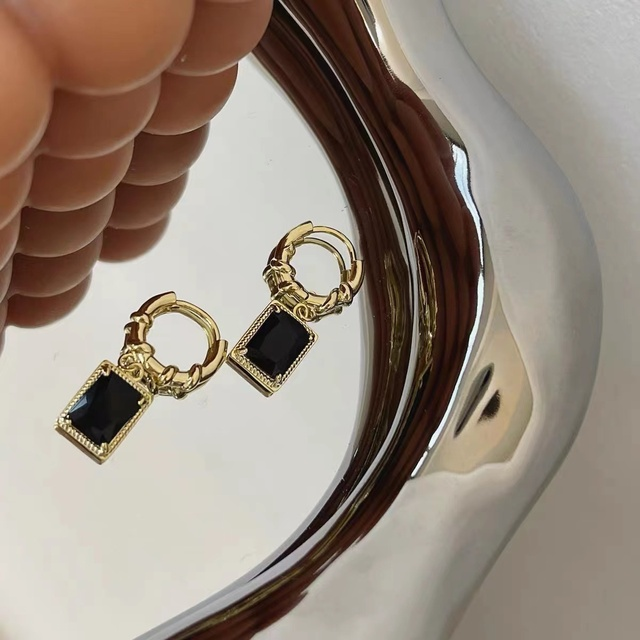 Orecchini pendenti in zircone quadrato nero sterling Sier VENUS per accessori per gioielli di moda per ragazze e donne_voghion.com