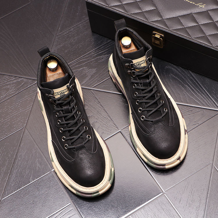 Martin Boots Men S High Top British Style Ins Mid Top Short Boots Tooling Boots Autumn And Winter Men S Shoes Increase Casual Desert Boots_voghion.com