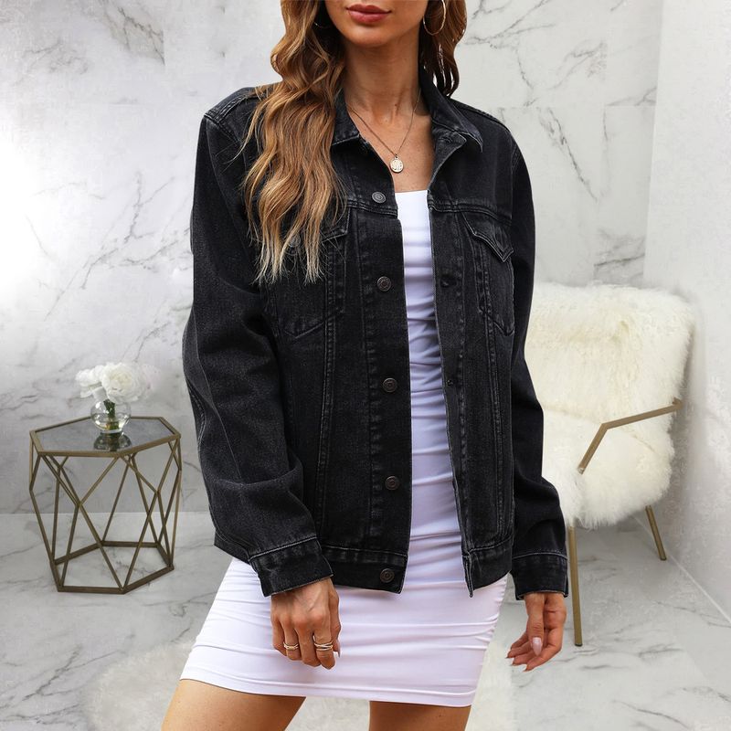 Trendy Washed Denim Jacket For Women - Slim Fit Stretchable Comfortable Casual Coat With Vintage Distressed Look_voghion.com