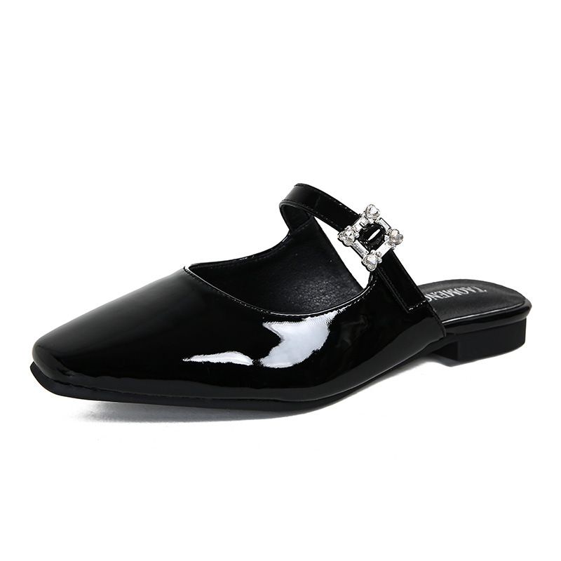 6321 Huidong Yixin Da 2025 Ciabatte con tacco basso, fibbia a diamante, punta quadrata francese, cinturino singolo, pantofole chiuse per donna_voghion.com