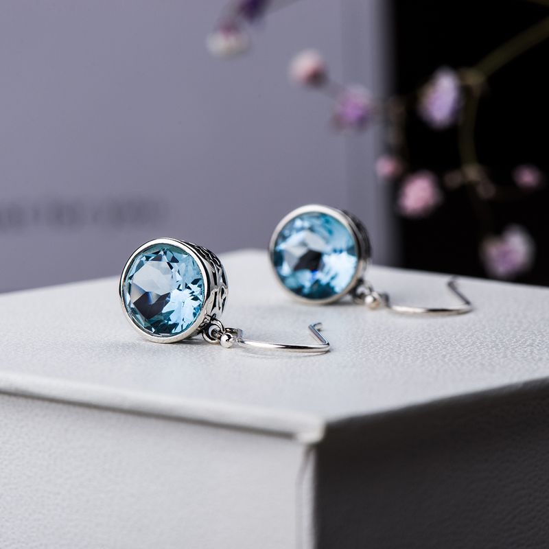 Gioielli alla moda, orecchini quadrati in cristallo austriaco, blu mare, semplici, stile OL, versatili ed estivi_voghion.com